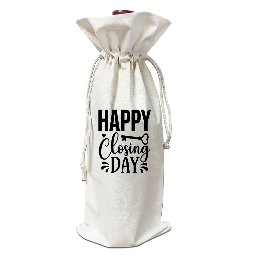 Funny Housewarming Wine Bag, Real Estate Agent Closing Gifts for Buyers, New Homeowner Gift Idea (Happy Closing Day, Set of 25)
