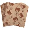 GeeRic Waxed Deli Paper Sheets 100 Pcs, 7 * 7 Inch Food Basket Liners for Sandwiches, Burgers, Brown Wax Paper Sheet for Food Bear Print view 1