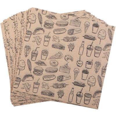 GeeRic Independence Day Deli Paper Sheets for Sweet Treats, 100 Pcs, 7 * 7 Inch Food Basket Liners for Sandwiches, Burgers, Brown Wax Paper Sheet for Food Snack Drink Print