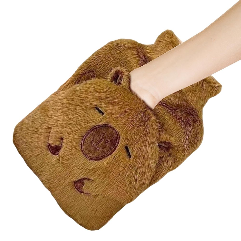 1000ML Hot Water Bottle - Capybara Hot Water Bag, Period Cramp Heating Bag, Capybara Shape Waist Warmer with Plush Cover | Heat Retention Bottle for Neck Back Shoulder Legs Travel Women, 25x18cm