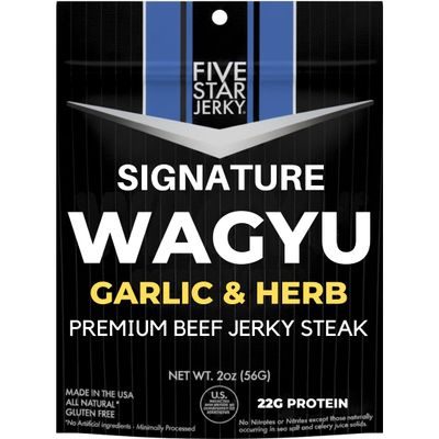 Five Star Wagyu Beef Jerky Garlic & Herb 6-Pack (12oz)