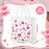 Shinylin 24 Pcs Valentines Gift Bags Bulk Valentine's Day Clear PVC Goodie Gift Bag with Handle Red Heart Plastic Tote Bags Reusable Galentines Day Party Favors for Birthday Wedding Anniversary view 2