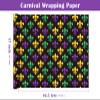 WRAPAHOLIC Carnival Wrapping Paper Roll - Mini Roll - 17 Inch x 16.5 Feet - Purple, Green and Gold Fleur-de-Lis on Black Wrapping Paper for Mardi Gras Party, Carnival, Birthday view 3