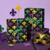 WRAPAHOLIC Carnival Wrapping Paper Roll - Mini Roll - 17 Inch x 16.5 Feet - Purple, Green and Gold Fleur-de-Lis on Black Wrapping Paper for Mardi Gras Party, Carnival, Birthday view 4