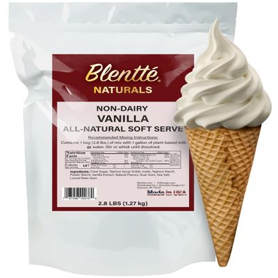 Blentte - Non-Dairy Vanilla Soft Serve Mix Vegan Ice Cream Base for Frozen Yogurt, Gelato & Dessert Makers All-Natural Plant-Based Powder for Creamy, Delicious, Low-Fat Frozen Treats 2.8 lbs