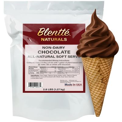 Blentte - Non-Dairy Chocolate Soft Serve Mix Vegan Ice Cream Base for Frozen Yogurt, Gelato & Dessert Makers All-Natural Plant-Based Powder for Creamy, Delicious, Low-Fat Frozen Treats 2.8 lbs