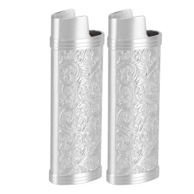 Aramox Lighter Case Cover, Vintage Metal with Botanical Design, Zinc Alloy for Full Size Lighters, for Everyday Use (Silver)