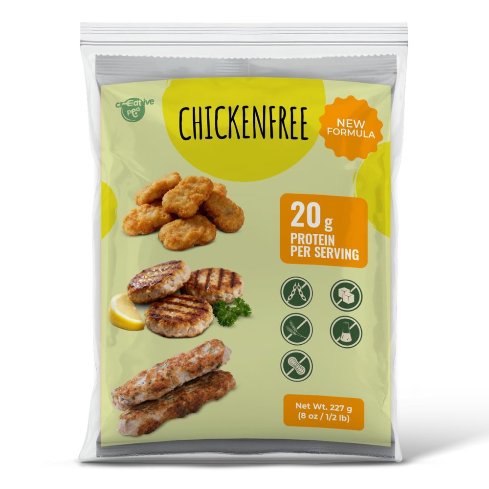 Creative Pea Chicken Free Vegan Plant-Based Meat Substitute | 20g Protein Per Serving | Shelf-Stable Dry Mix Makes ~2 lb | Gluten-Free Meat Alternative (227 Grams)