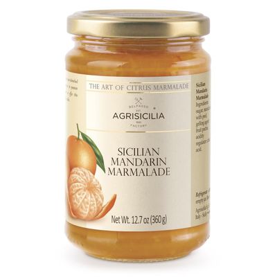 Agrisicilia Sicilian Mandarin Marmalade Authentic Italian Citrus Jam with Fruit Peel, Made in Sicily, 12.7 oz (360 g) Glass Jar