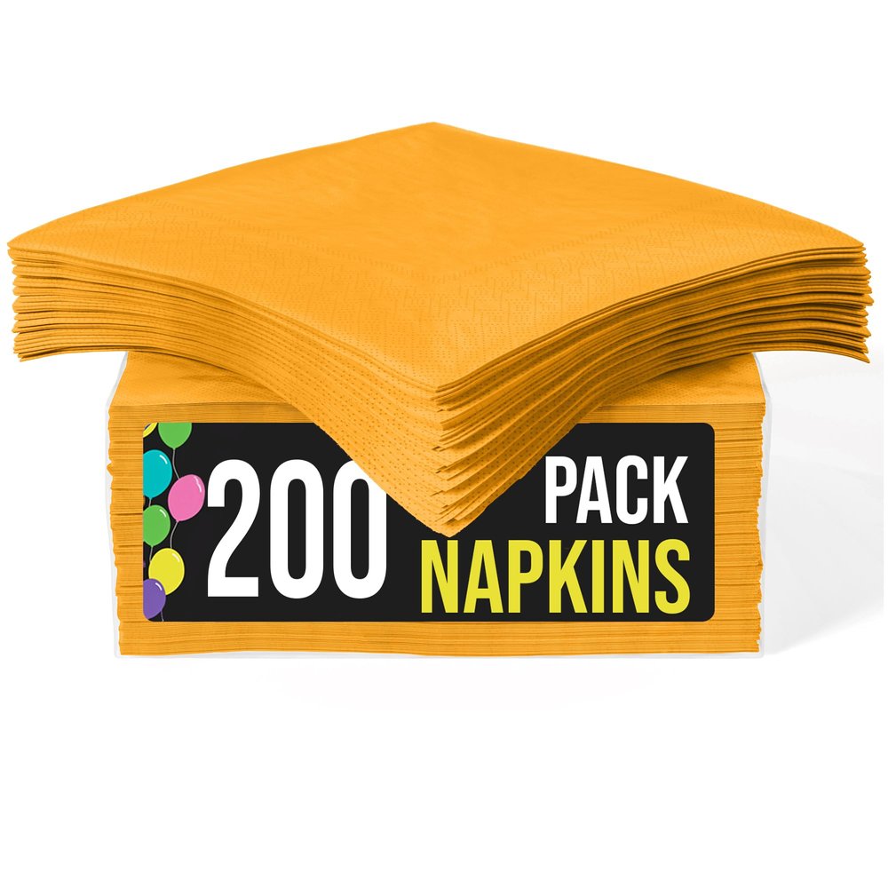 Party Solids Yellow Paper Napkins Disposable Everyday 200 Pcs 2 Ply Yellow Cocktail Napkins Paper Everyday For Parties & Party Supplies