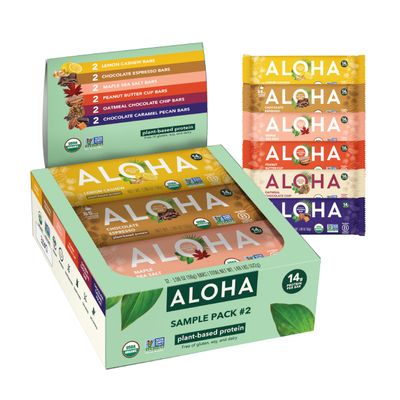 ALOHA Organic Plant Based Protein Bars - Sampler Pack 2nd Edition - 12 Bars, Vegan, Low Sugar, Gluten-Free, Paleo, Low Carb, Non-GMO, No Stevia, No Erythritol