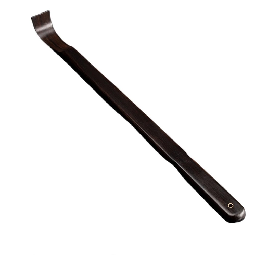 AHUANH Large Arc Grab Tooth Backscratchers for Adults Scratching Itches, Wooden Back Scratcher for Women, Elderly Anti-Slip Long Handle(Black C)