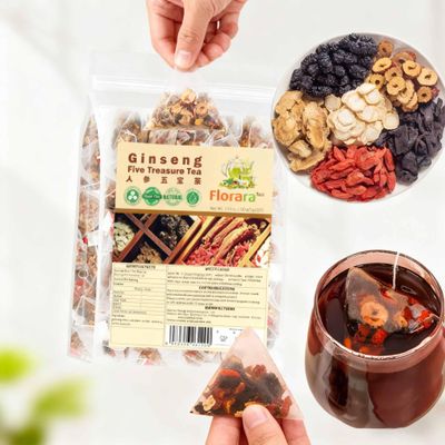 Ginseng Five Treasures Tea - Herbal Kidney Tea for Detox & Cleansing, Boost Immunity, Enhance Endurance, Natural Ginseng Formula (47 Teabags)