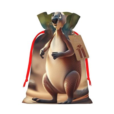 Funny Cartoon Kangaroo Zoo Christmas Gift Bags,Gift Bags For Christmas Wrapping, Pouches With Drawstring Closure