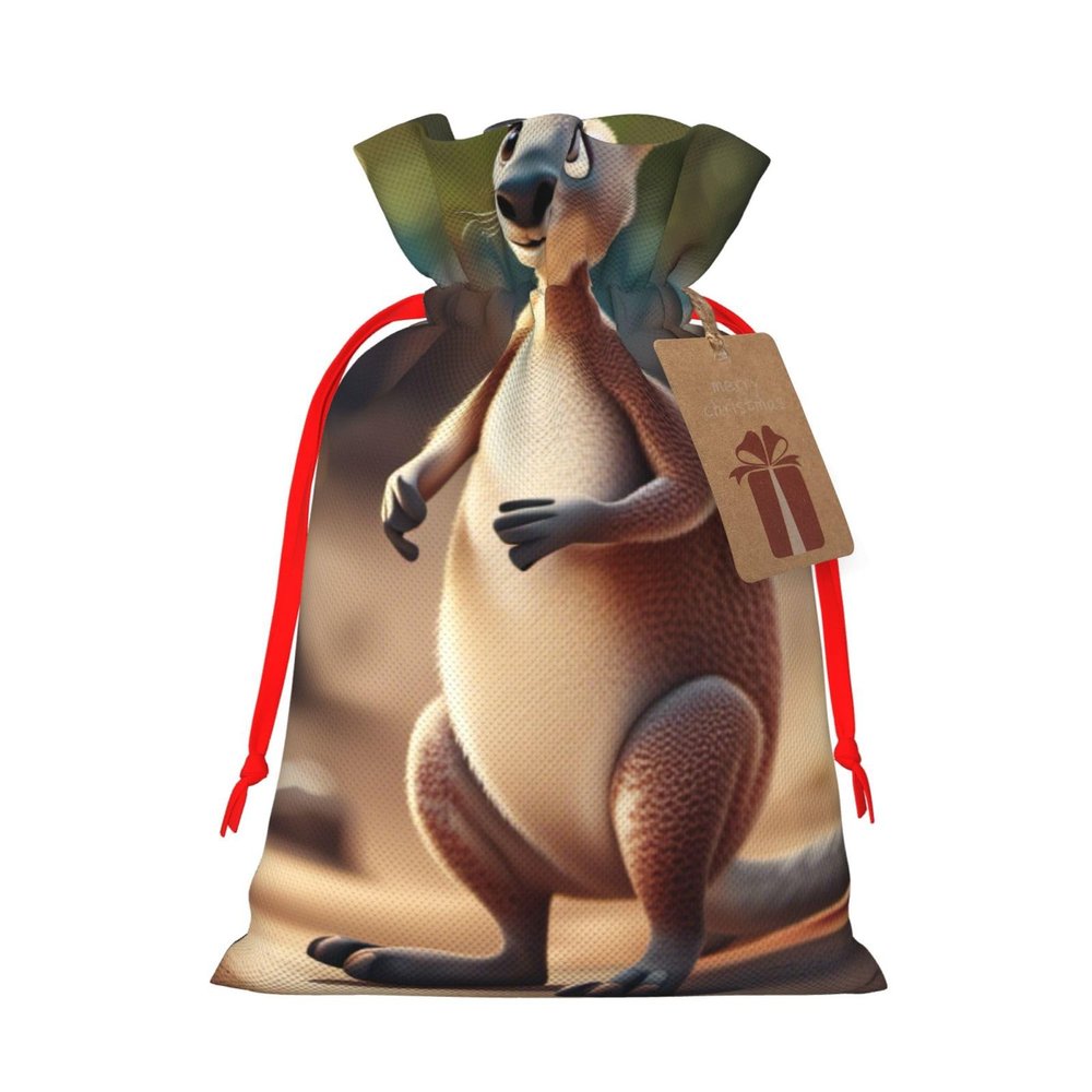 Funny Cartoon Kangaroo Zoo Christmas Gift Bags,Gift Bags For Christmas Wrapping, Pouches With Drawstring Closure