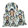 Aglebo Tropical Tree Monkeys Reusable Christmas Gift Bag Set with Drawstring 30" x 20" Xmas Treats Bags Funny Design for Party Birthday Xmas Presents Wrapping Bags (1 Pack) view 1