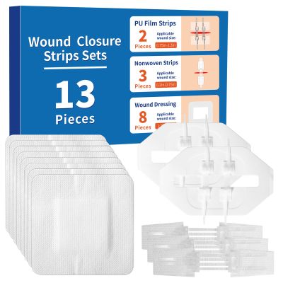 Wound Closure Strips Kit 13 Pack Emergency Butterfly Bandages 3 Types Stitchless Laceration Closure Bandaids Zip Stitch for Outdoor