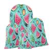 Aglebo Watercolor Watermelon Orange Leaf Reusable Christmas Gift Bag Set with Drawstring 21" x 16" Xmas Treats Bags Funny Design for Party Birthday Xmas Presents Wrapping Bags (1 Pack) view 1