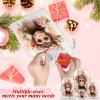 Aglebo Watercolor Monkey Wreath Reusable Christmas Gift Bag Set with Drawstring 12" x 8" Xmas Treats Bags Funny Design for Party Birthday Xmas Presents Wrapping Bags (1 Pack) view 3