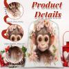 Aglebo Watercolor Monkey Wreath Reusable Christmas Gift Bag Set with Drawstring 12" x 8" Xmas Treats Bags Funny Design for Party Birthday Xmas Presents Wrapping Bags (1 Pack) view 4