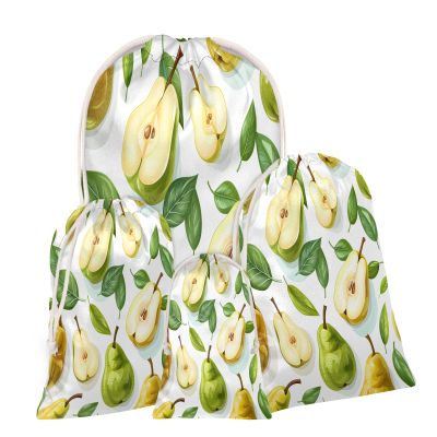 Aglebo Watercolor Pears Reusable Christmas Gift Bag Set with Drawstring 30" x 20" Xmas Treats Bags Funny Design for Party Birthday Xmas Presents Wrapping Bags (1 Pack)