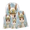 Aglebo Watercolor Alpaca Flower White Reusable Christmas Gift Bag Set with Drawstring 16" x 12" Xmas Treats Bags Funny Design for Party Birthday Xmas Presents Wrapping Bags (1 Pack) view 1