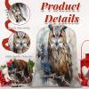Aglebo Watercolor Owl Reusable Christmas Gift Bag Set with Drawstring 21" x 16" Xmas Treats Bags Funny Design for Party Birthday Xmas Presents Wrapping Bags (1 Pack) view 4