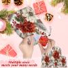 Aglebo Christmas Flower Berry Holly Reusable Christmas Gift Bag Set with Drawstring 21" x 16" Xmas Treats Bags Funny Design for Party Birthday Xmas Presents Wrapping Bags (1 Pack) view 3