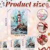 Aglebo Watercolor Lighthouse Birds Reusable Christmas Gift Bag Set with Drawstring 12" x 8" Xmas Treats Bags Funny Design for Party Birthday Xmas Presents Wrapping Bags (1 Pack) view 2