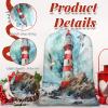 Aglebo Watercolor Lighthouse Birds Reusable Christmas Gift Bag Set with Drawstring 12" x 8" Xmas Treats Bags Funny Design for Party Birthday Xmas Presents Wrapping Bags (1 Pack) view 4