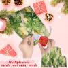 Aglebo Tropical Leaf Geometric Reusable Christmas Gift Bag Set with Drawstring 12" x 8" Xmas Treats Bags Funny Design for Party Birthday Xmas Presents Wrapping Bags (1 Pack) view 3