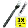 [120 Count] 3X Heavy Duty Black Plastic Forks Individually Wrapped, Sturdy Like Silverware, Elgant and Durable Cultery, Ideal for Large Gathering, Parties, Restaurant and Catering Use. view 1