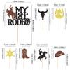 Cyodoos 25Pcs Glitter Cowboy Cake Toppers Western Theme Cupcake Picks with Horseshoes, Hats & Boots for Baby Shower & Boys Birthday Party Decorations view 2