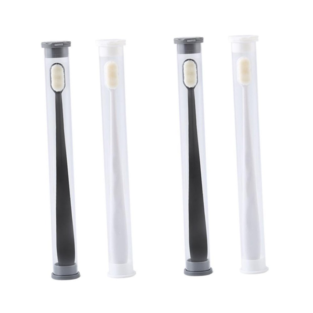 Abaodam 4PCS Ultra Soft Micro-Nano Bristle Toothbrushes for Adults Ergonomic Non-Slip Handle Lightweight Portable Teeth Cleaning Tool Household with Black and White Colors