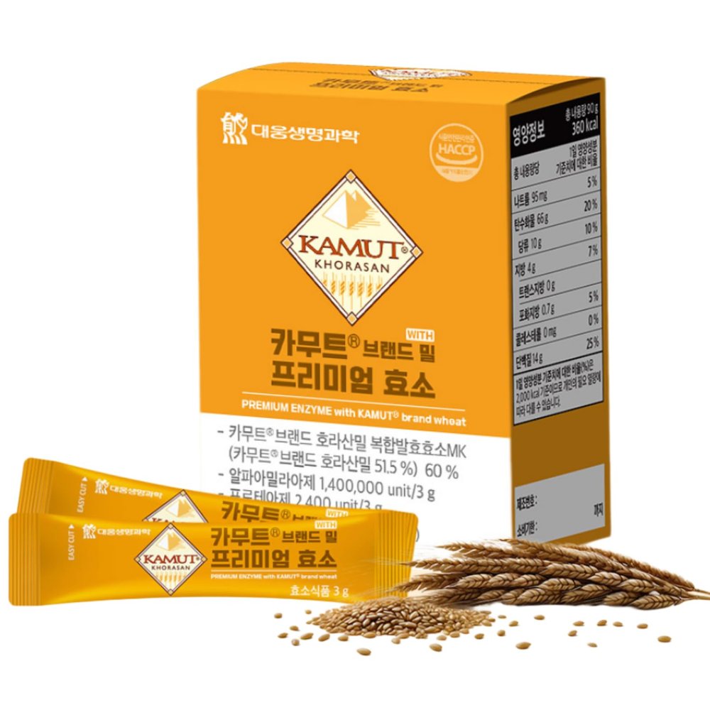 GASHINA STORY Korean Kamut R Brand Premium Wheat Grain Enzyme Powder - Enzymes for Women & Men - Easy Cut Sachets for On-The-Go - 3g x 30 Sticks