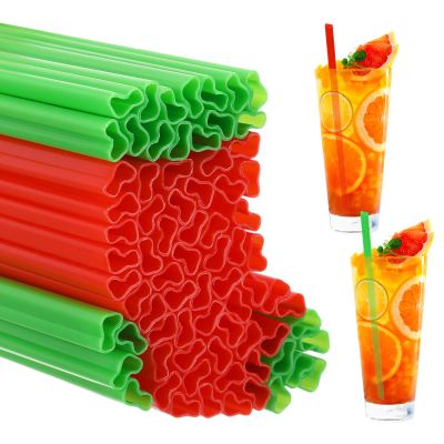 Potchen 50 Pcs Plastic Straws Disposable Drinking Straw Bulk for Summer Hawaii Game Fruit Party Supplies(Red,Green,Christmas Stocking)