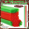 Potchen 50 Pcs Plastic Straws Disposable Drinking Straw Bulk for Summer Hawaii Game Fruit Party Supplies(Red,Green,Christmas Stocking) view 2