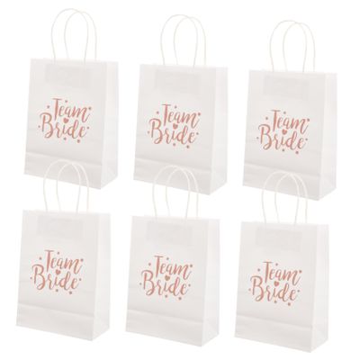 SEWACC 6Pcs Wedding Party Favor Bags with Handles Paper Tote Bags for Bridesmaids and Guests for Candy Treats and Small Surprises for Bridal Showers and Celebrations