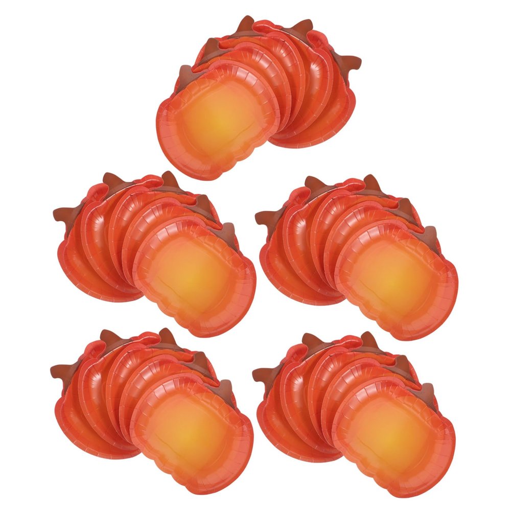 MUCKLILY 25pcs Pumpkin Paper Plates Disposable Thanksgiving Dinner Plates Orange Harvest Fall Party Tableware for Halloween Catering Events and Holiday Favors