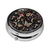 Mushroom Floral Mystical Moth Round Pill Box Small Pill Organizer with 3 Compartments and Mirror, Portable Travel Metal Pill Case Fits in Pocket view 2