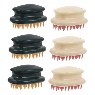 FRCOLOR 6pcs One Scalp Massager Shampoo Brush Soft Plastic Scrubber for Dandruff Removal Exfoliation Ergonomic Bath Massage Brush for Wet Dry Hair Care Suitable for Thick Thin Curly Hair