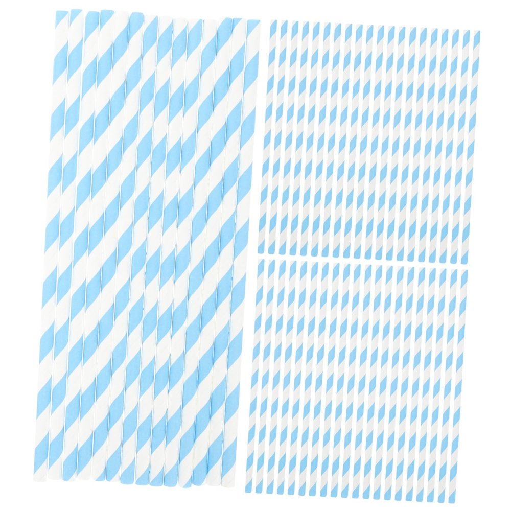 Mipcase 100pcs Navy Stripe Disposable Paper Straws for Graduation Party Decorative Drinking Straws Biodegradable for Birthday Shower Wedding and Outdoor Celebrations