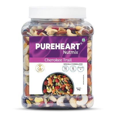 Cherokee Premium Trail Mix with Cashews, Almonds, Pistachios, Cranberries, Raisins, Pumpkin and Sunflower Seeds, 1000g Reusable Jar
