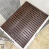 Large Teak Shower Floor Mat, Square Bath Mats for Non Slip With Drain HoleYard, Wooden Shower Mat, Raised Comfortable Board, for Spa, Sauna, Pool(Black,60x80cm/23.6x31.5in) view 1