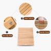 Teak Solid Wood Shower Floor Mat, Square Bath Mats for Non Slip With Drain HoleYard, Non-Slip Wooden Floor Mat, Outdoor Shower Floor for Elderly/Spa(50x85cm/19.7x33.5in) view 3