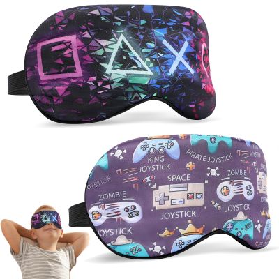 2 Pcs Boys Sleep Eye Mask, Guys Blackout Sleeping Silk Mask for Kids Adult Children's Travel Eye Mask Eye Cover Blindfold for Game (2 Pcs Game Mask - Style 5)