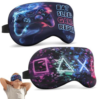 2 Pcs Boys Sleep Eye Mask, Guys Blackout Sleeping Silk Mask for Kids Adult Children's Travel Eye Mask Eye Cover Blindfold for Game (2 Pcs Game Mask - Style 6)