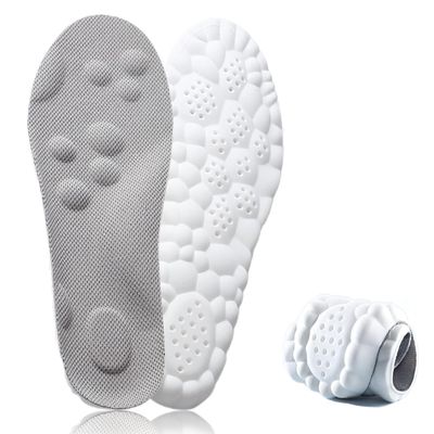 [1 Pair] Steppers Insoles for Men and Women, 4D Cloud Technology Insole Super Soft Shoe Inserts, Breathable Message Insoles Memory Foam Soft Insoles with Arch Support (Gray, 275 MM)
