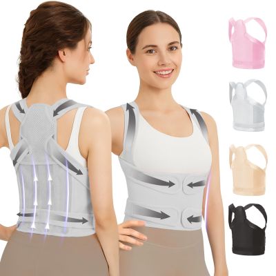 GooseFit Posture Corrector for Women & Men, Adjustable Back Brace with Shoulder Straightener & Lumbar Support for Upper & Lower Back Pain Relief, Spine Support, Hunchback & Scoliosis, Gray, Small