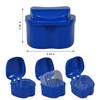 2 Pcs Denture Bath Box Cup - with Denture Cleaning Brush, Portable False Teeth Cleaning Tool, Complete Clean Care for Dentures (Black+Dark Blue, Medium-2B) view 2